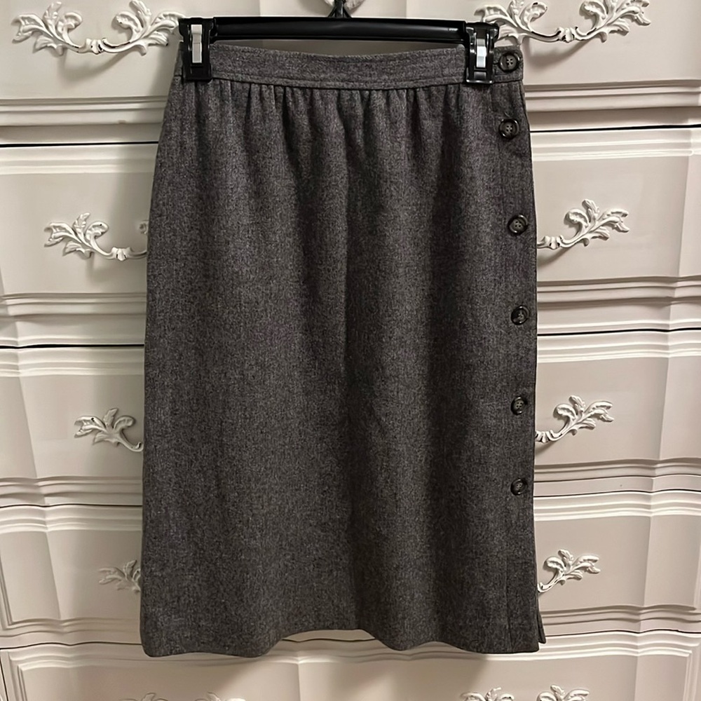 Vintage Gray 100% Wool Skirt